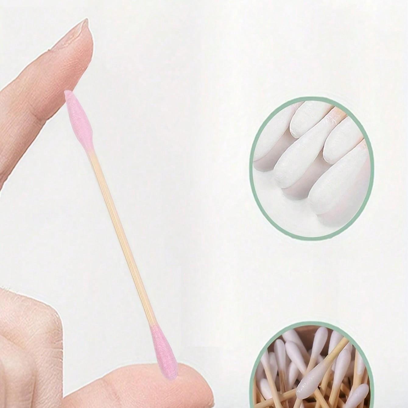 Eco-Friendly Bamboo Cotton Swabs, 200pcs Soft Disposable Dual-Ended, Perfect for Makeup Removal, Ear Cleaning, Nail Art, Handmade Crafts