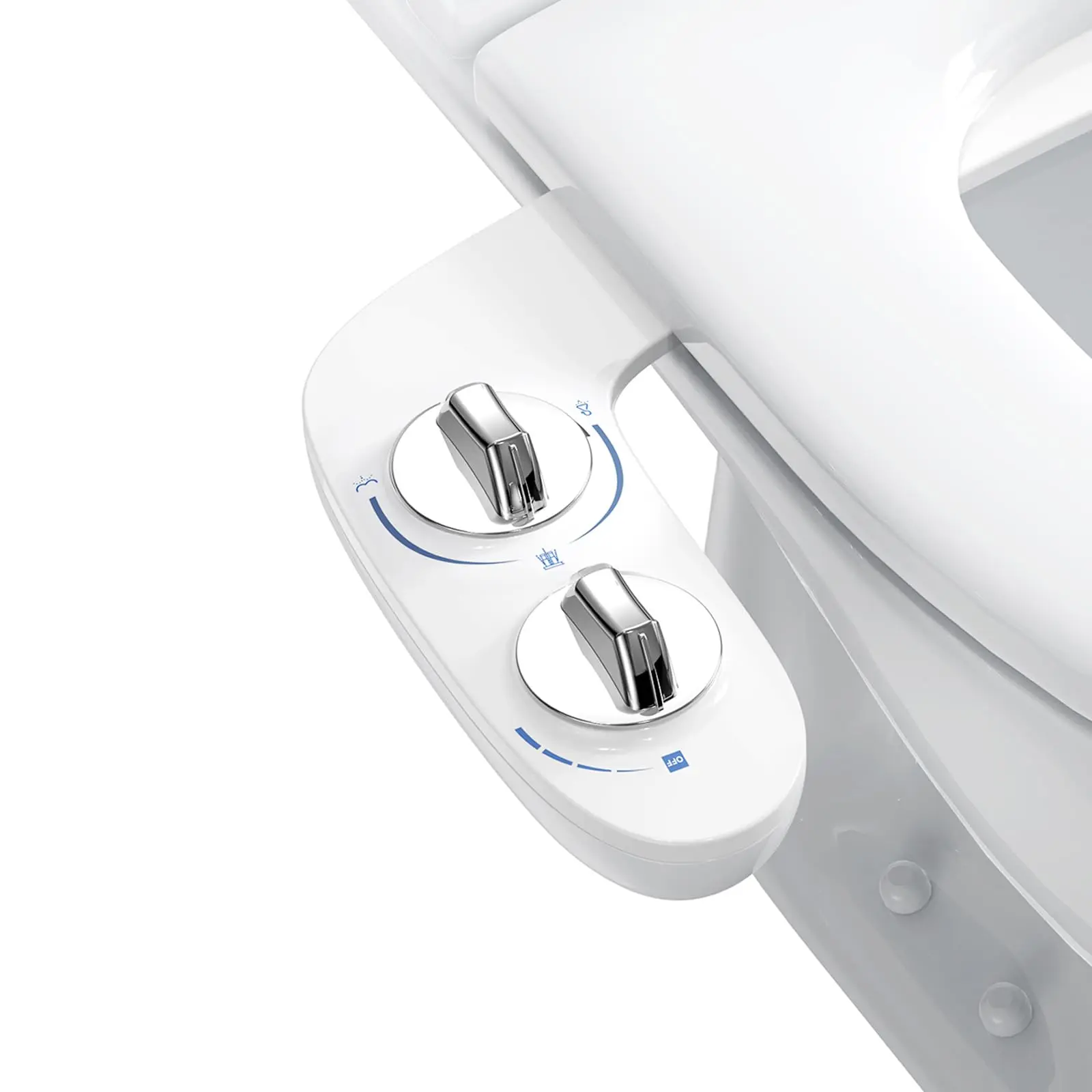 GARVEE Ultra-Slim Non-Electric Bidet Attachment with Dual Knob Control and Self-Cleaning Dual Nozzles, Featuring Brass Valve and Easy No-Drill Installation for Two-Piece Toilets in White