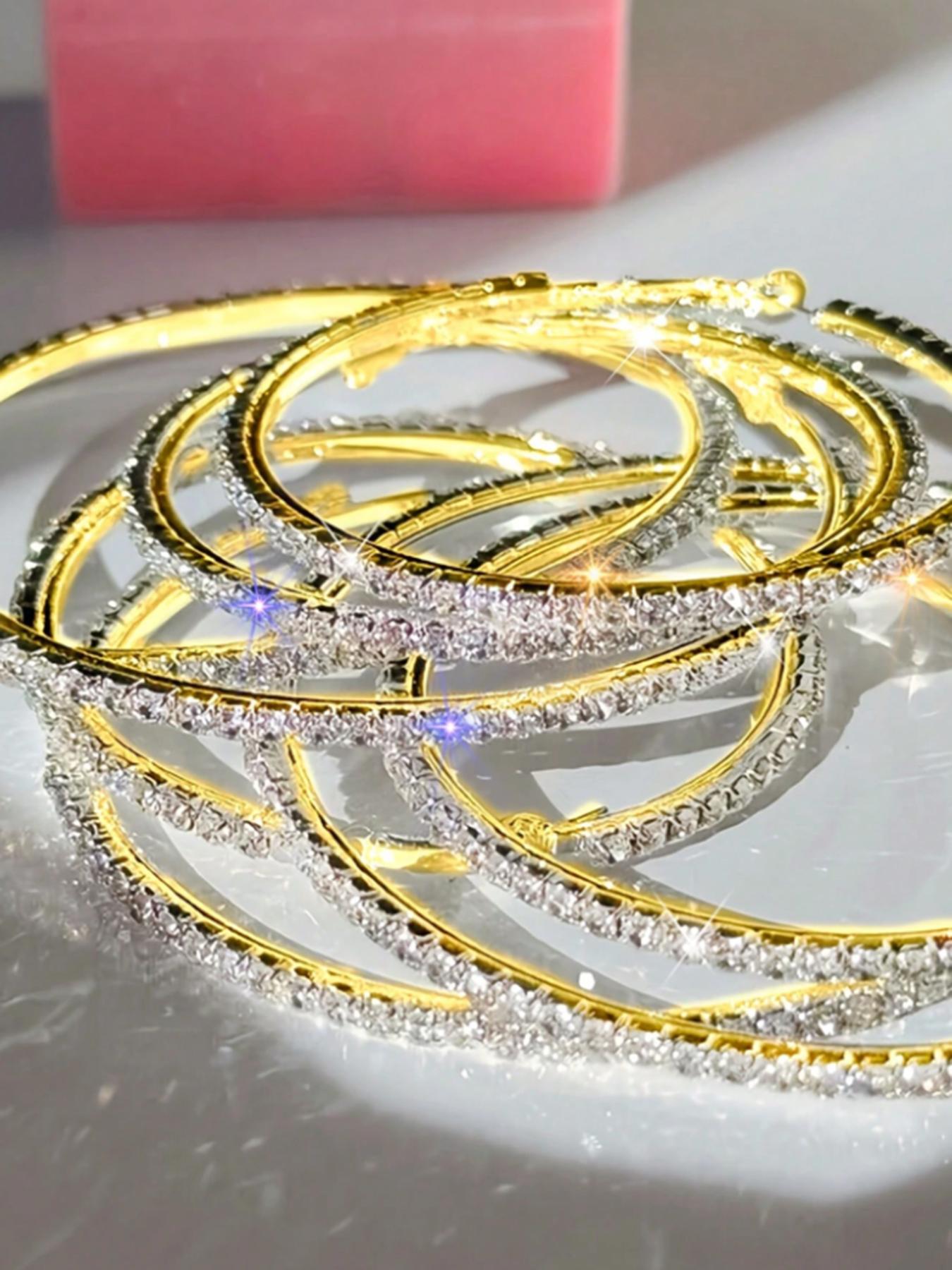 Elegant Geometric Hoop Earrings Set for Women, 16 Pcs Irregular Design, Creative Personalized Fashion Jewelry, Hollywood Style, Elegant Minimalist Earrings