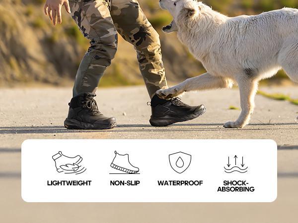 NORTIV 8 [VaporGuard] Men's Waterproof Military Tactical Work Boots Boy Footwear Comfort Men Boots Black Worker Shoe Steel Toe Loafers Workboots non slip work shoes