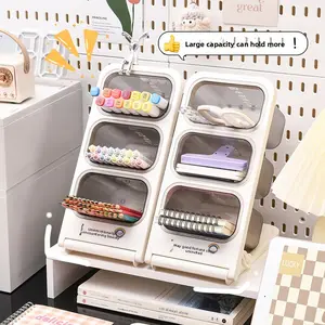 Detachable slanted pen holder with extra-large capacity, marker pen storage box for children, boys and girls, high aesthetic value, ins-style student desk desktop pen holder, watercolor pen, paintbrush, office pen box, pen stand