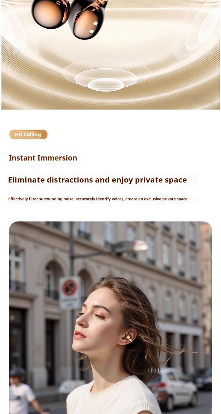 Hetoie 2026 Open-Back Bluetooth-compatible Earbuds, Wireless Headphones with Clear Mic, Type-C Fast Charging, Comfortable All-Day Wear