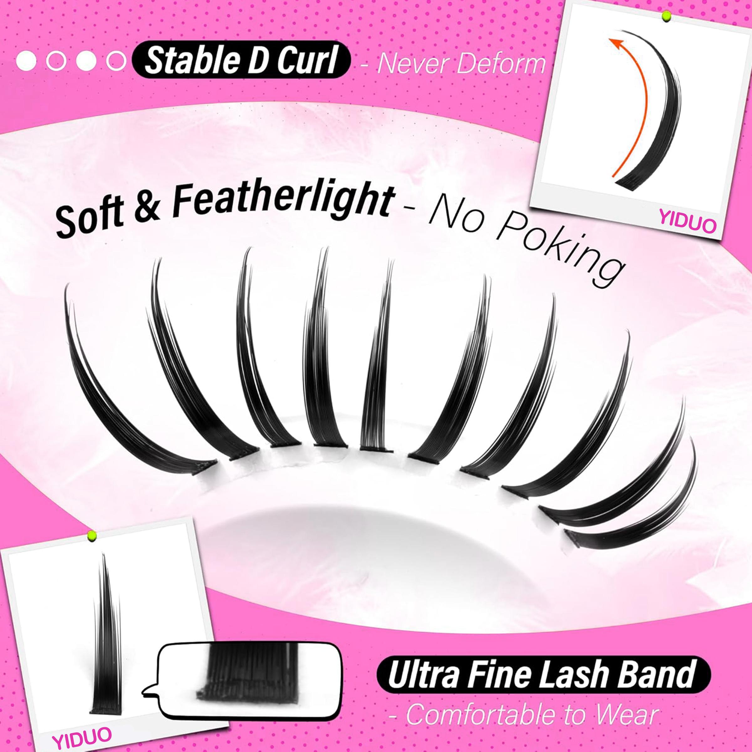 4 Styles Lash Clusters Kit 60D|80D|100D|Spikes Lash Extension Kit Volume Eyelash Clusters Volume Individual Lashes Kit Super large Cluster Eyelash Extensions Kit DIY Spikes Lash Kit Individual False Eyelashes with Lashes Bond and Seal