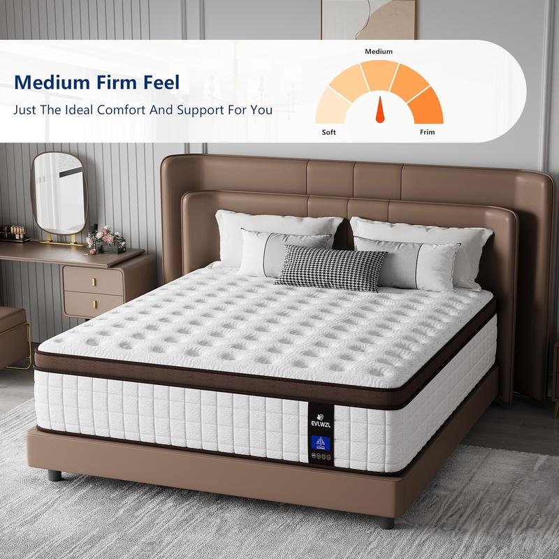 【miyedao】8/10/12/14 Inch Twin, Full, Queen, King Mattress Memory Foam And Spring, Hybrid MattressMedium Firmness, Lumbar Support, For Home Rooms Hotels, Boxed Halloween ChristmasGift Furniture Ergonomic mattress queen size mattress