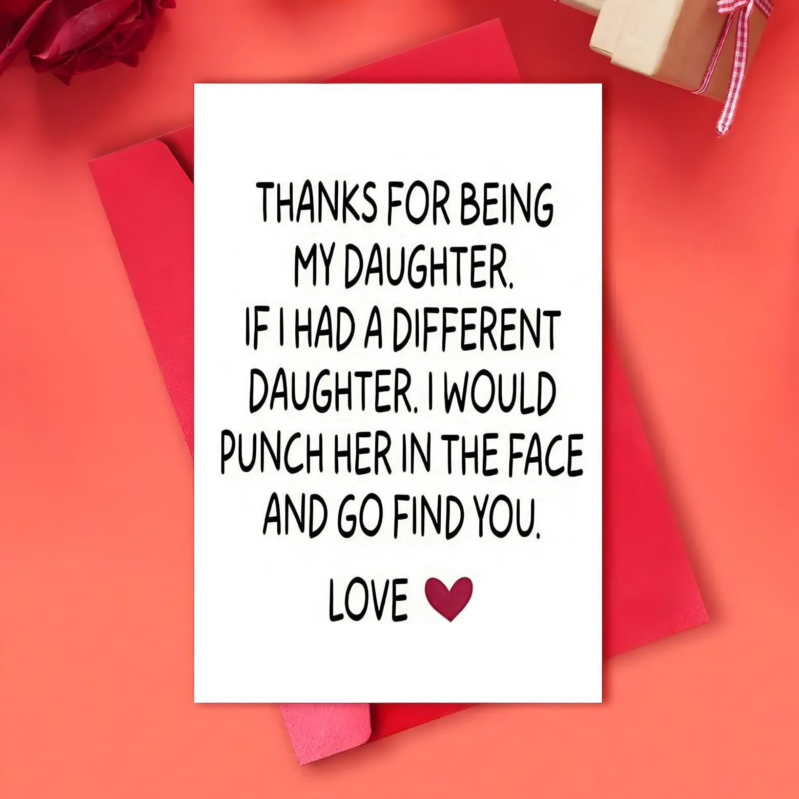 3pcs/7pcs Funny Rude Daughter Birthday Card with Envelope, Hilarious Sarcastic Humor Greeting Card, Blank Inside, Perfect Gift