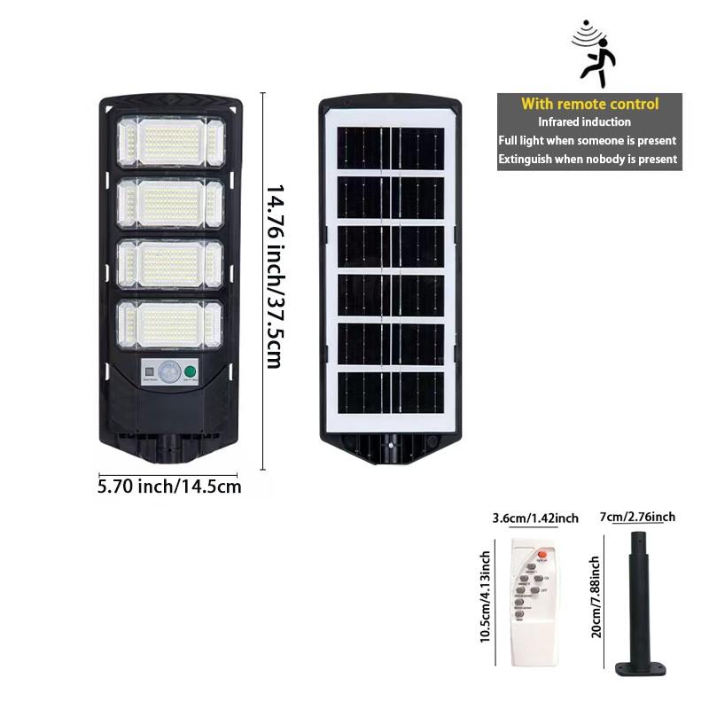 Solar Powered Outdoor Light with Motion-Sensor, Solar Lights Outdoor, Waterproof Solar Street Light with Remote Control, Wide Angle Floodlight for Yard, Street, Parking Lot