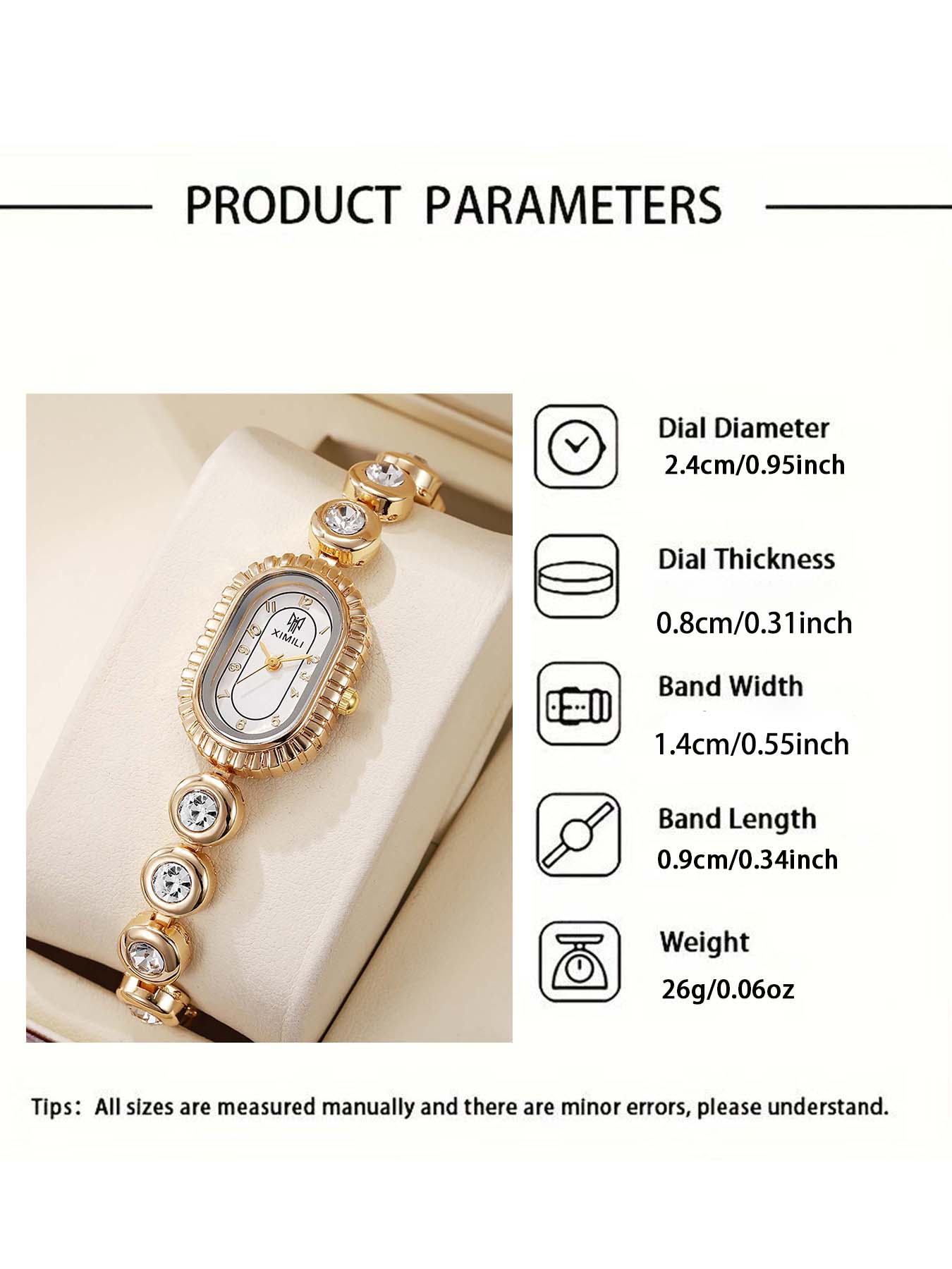 Uncommon minimalist oval small watch face delicate ladies' bracelet watch