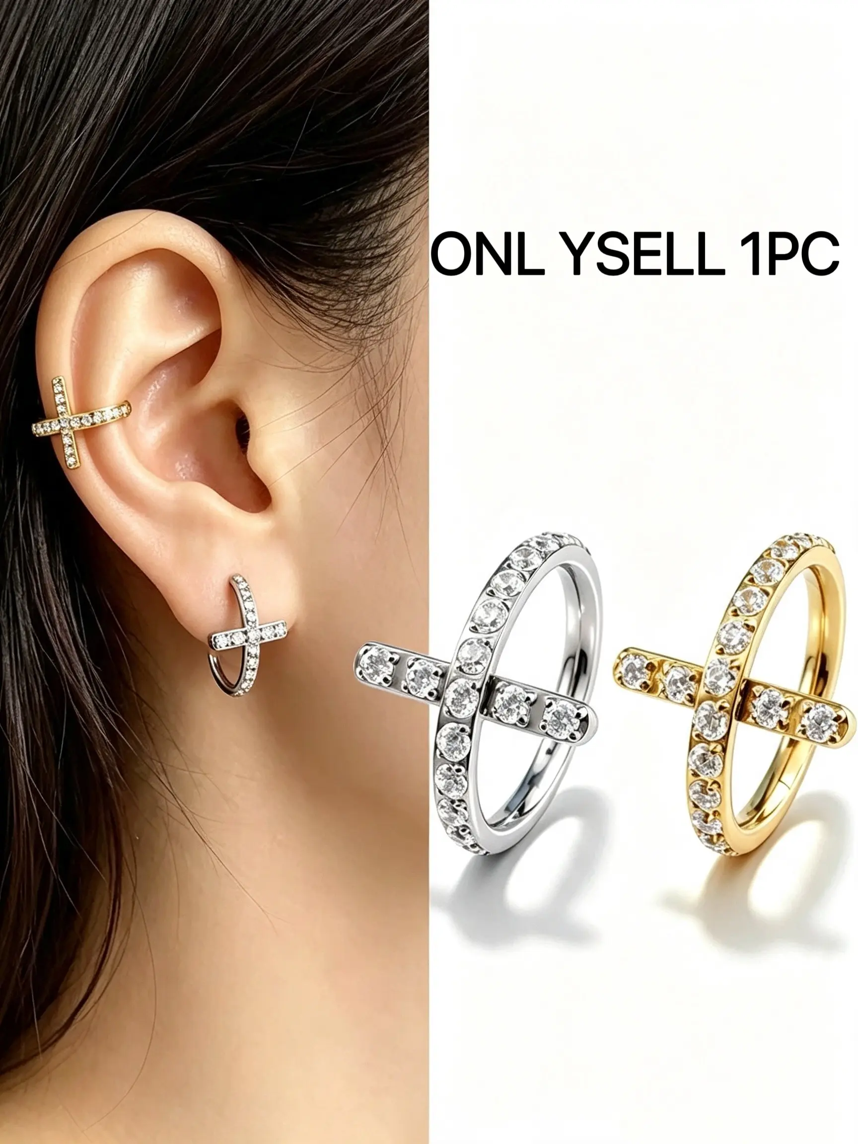 Women's Titanium Cross Earrings, Elegant Huggie Studs, Hypoallergenic, All-Season Jewelry Gift for Mom, 8mm/10mm/12mm Sizes