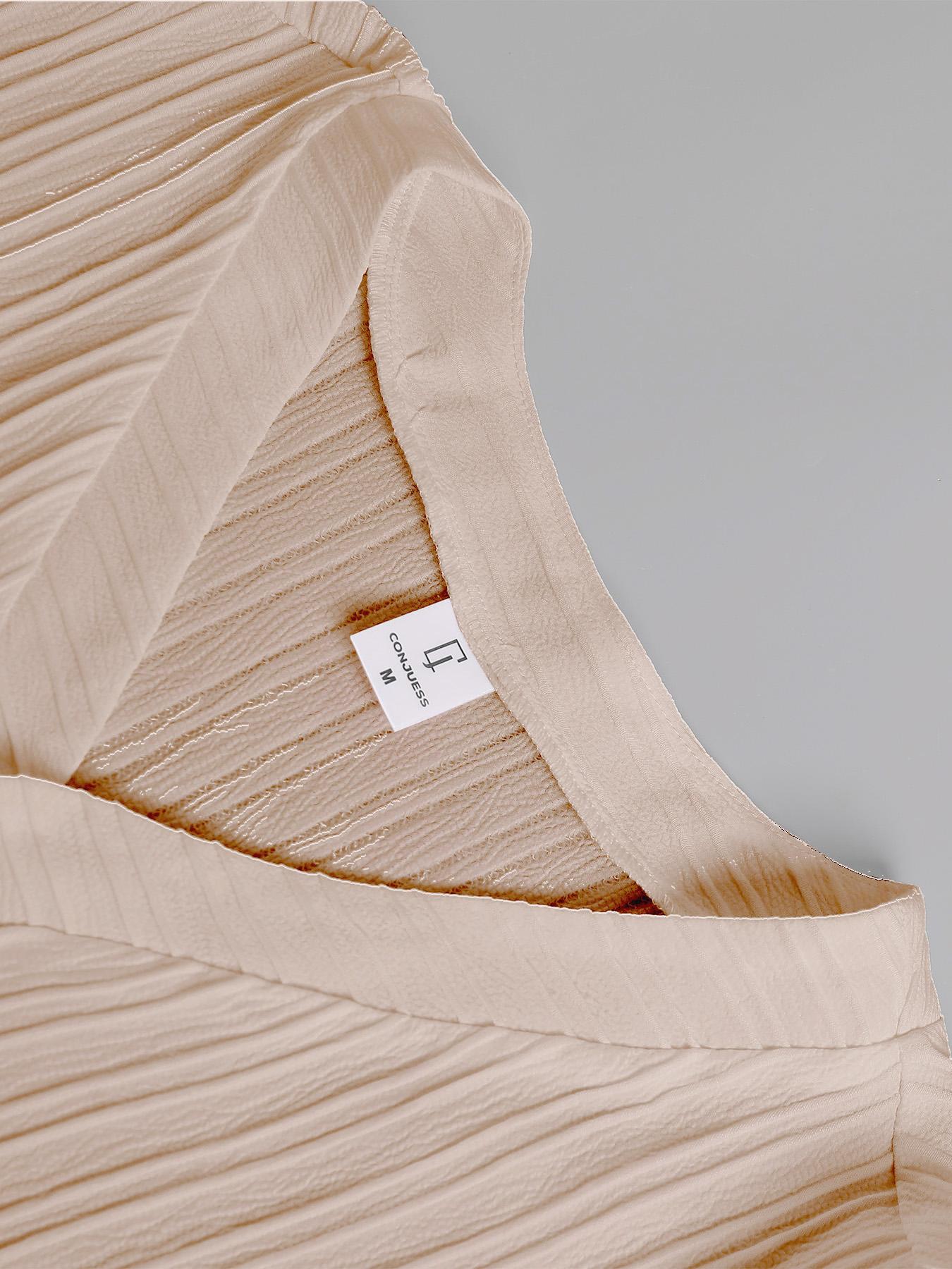 Men's Beige Textured 2Piece Casual Set, Loungewear - Short-Sleeve V-Neck Cardigan (with Vertical Pleats & Button Closure) + Matching Drawstring Pants (Coordinating Pleated Fabric), Oversized Fit, Ideal for Summer Daily Casual, Café Lounging & Weekend Out