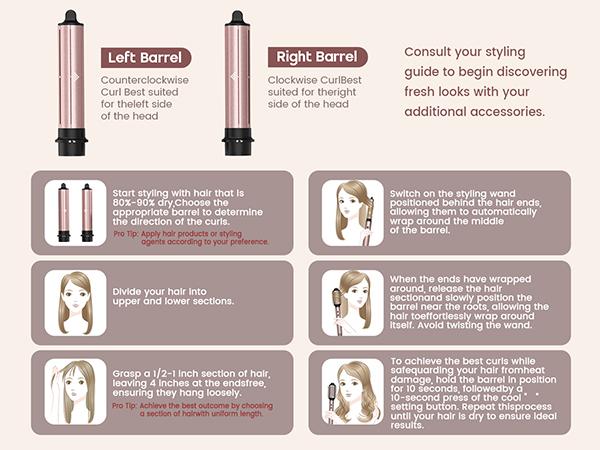 Brightup 5-in-1 Curling Wand Set Upgraded Straightener Brush Automatic Air Curling Iron Hair Styling Tools Hot Cold Air Hair Styler for Fast Drying Curing Volumizing Styling