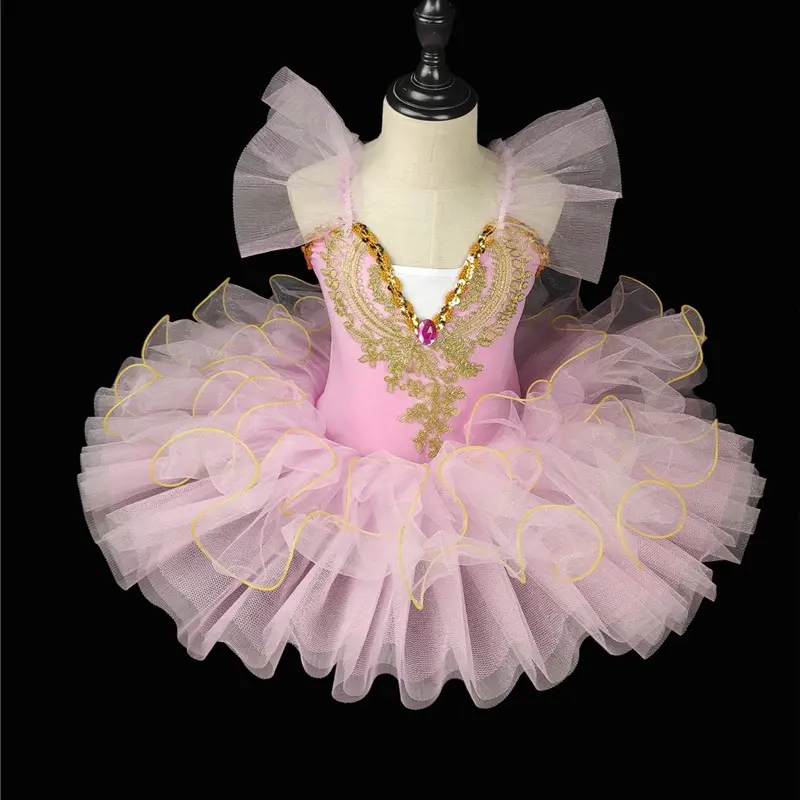 Girls' Little Swan Ballet Dance Dress New Soft Tulle Puffy Princess Dress Comfortable and Breathable Children's Stage Performance Outfit Girls' Dance Practice Versatile Tulle Dress