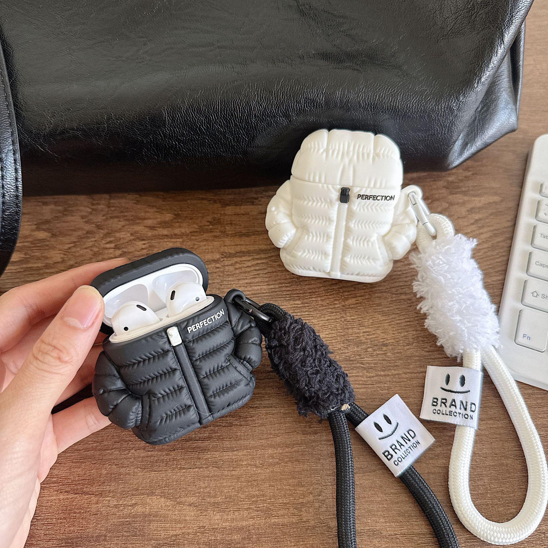 1 down jacket shaped headphone case, cute wireless Bluetooth headphone case, drop resistant, durable and stylish accessory, suitable for AirPods pro3/1/2/3/4/pro/pro2 (shape may vary depending on model)