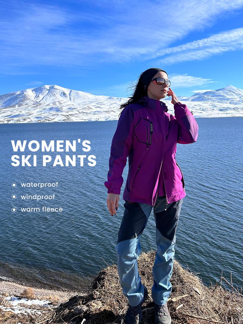TBMPOY Women's Winter Hiking Ski Snowboarding Pants Winter Waterproof Softshell Insulated Trousers