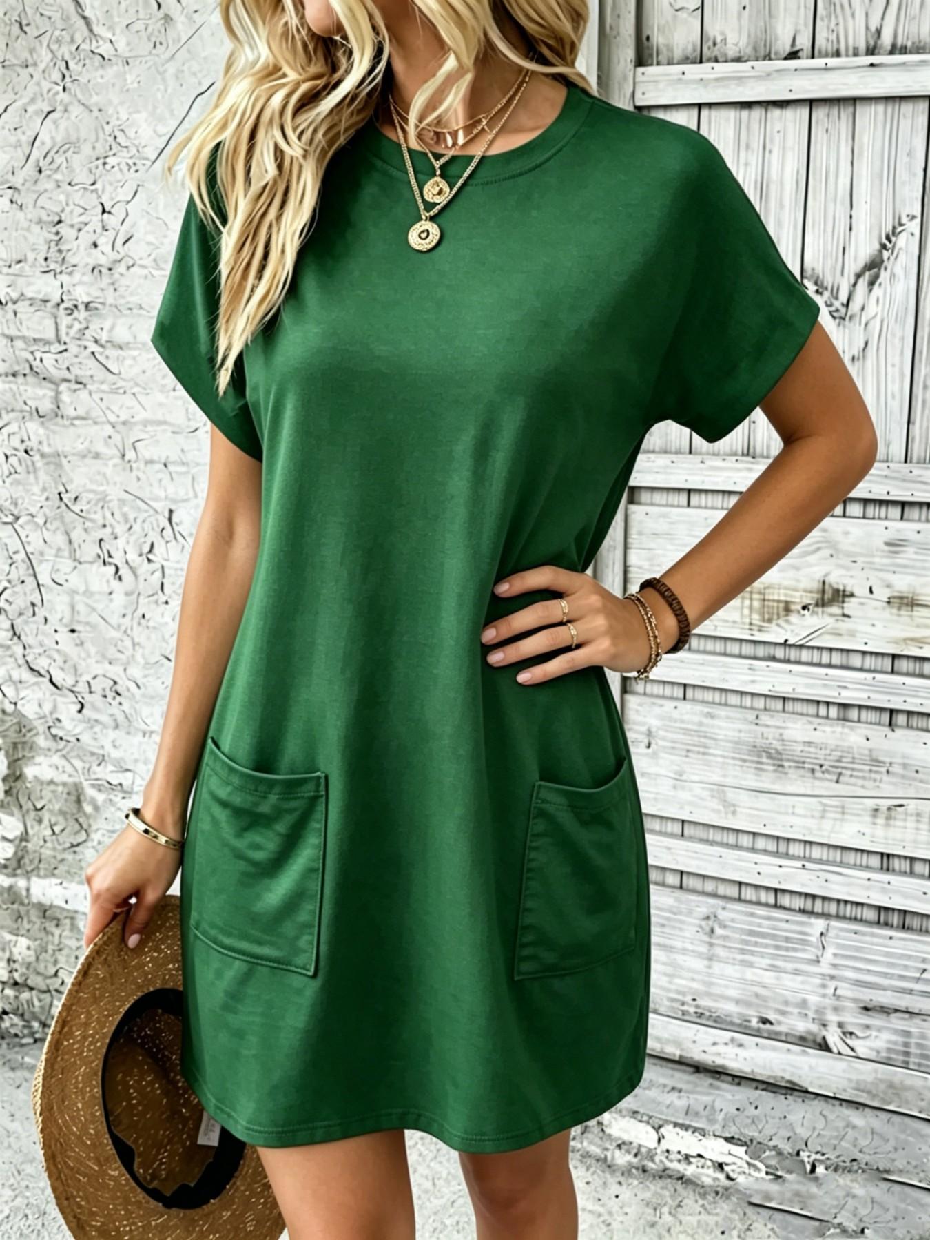 Effortless Loose Minimalist Round Neck T-Shirt Dress, Ultimate Comfort Fabric, Perfect for Daily Wear, Casual Wear, Easy to Style