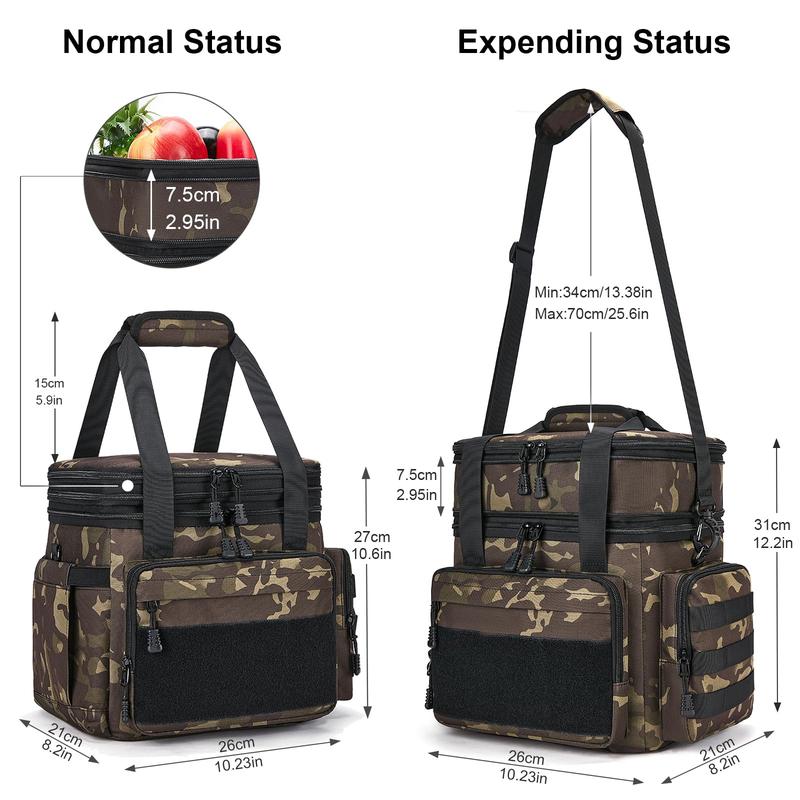 HSHRISH T09.Camouflage Lunch Bags Large Capacity Portable Leak-Proof Refrigerated Tote with Storage Bags for School College Kitchen American Flag Patch