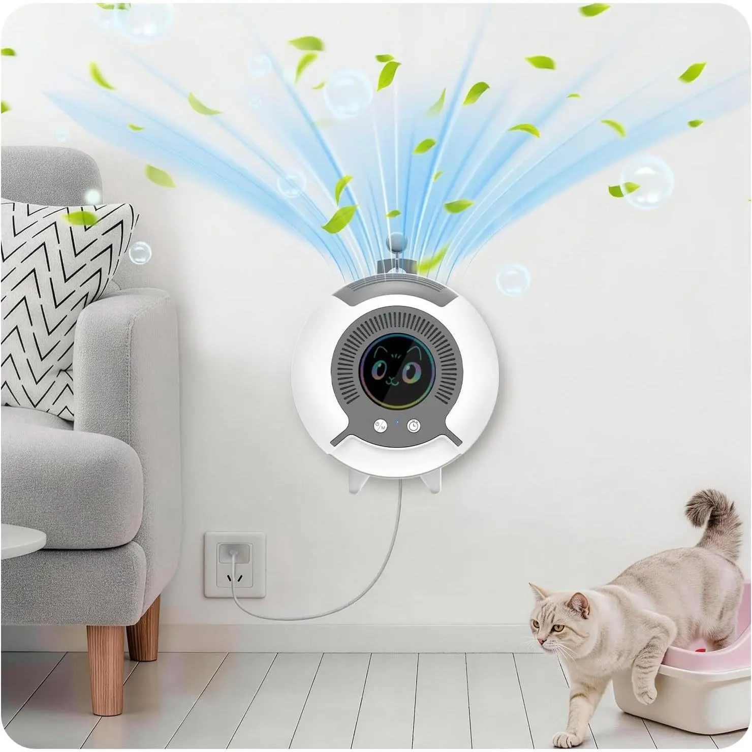 Small Filterless Air Purifiers for Home, Water Ionic Pet Odor Eliminator Air Cleaner for Odors, Smell & Smoke, USB Powered Quiet Mini Portable Air Purifier for Bathroom/Bedroom/Travel, White