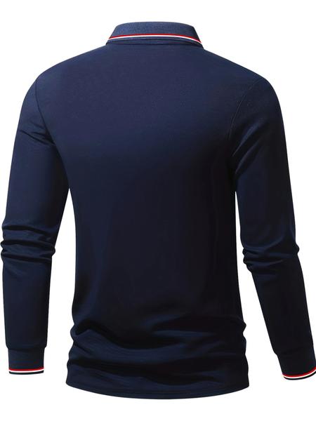 Men's Solid Color Long Sleeve Polo Shirt, High-End Fashionable Fabric for Comfort, Casual Sportswear for All Seasons, Perfect for Golf and Light Business Wear