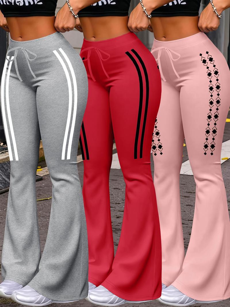 Women's Casual Fashion Long Pants, Unique Print, Drawstring Waist, Milk Silk Yoga Pants, All-Season Wide Leg Jogger Pants