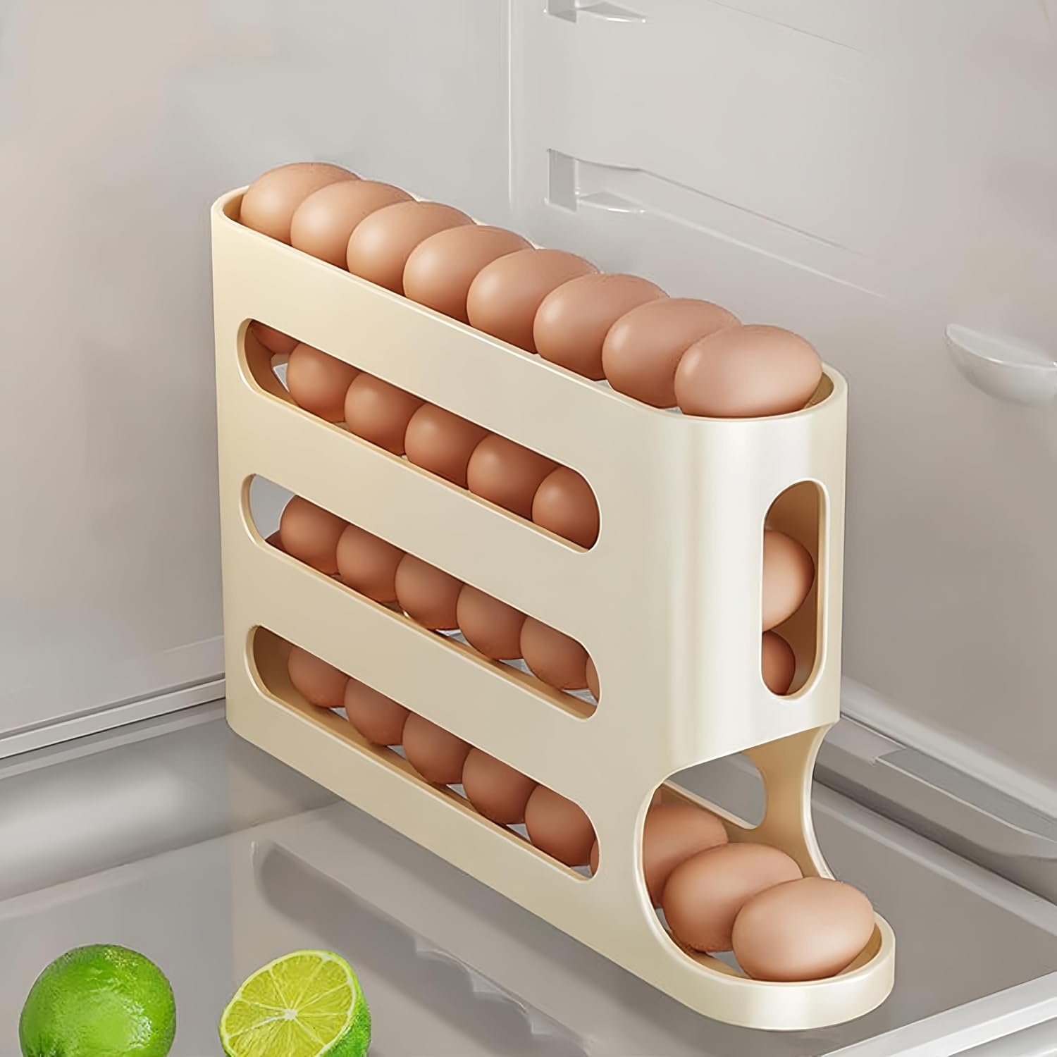 Space-Saving Automatic Rolling Egg Dispenser, 4-Layer Refrigerator Egg Rack, Holds Up to 30 Eggs, Ideal for Kitchen Organization, Refrigerator Storage