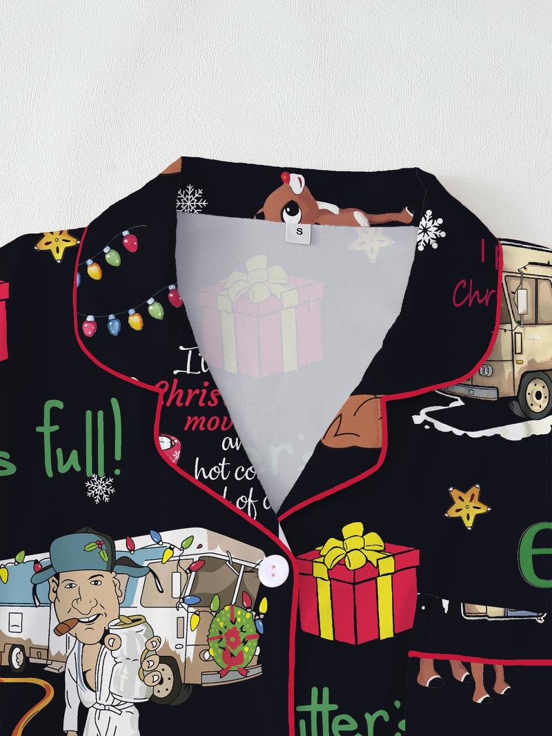 Women's Christmas Pajama Set, Long Sleeve & Pants, Fitted Sleepwear, Sleep Sets, Comfortable Party, Perfect Gift for Birthdays & Holidays