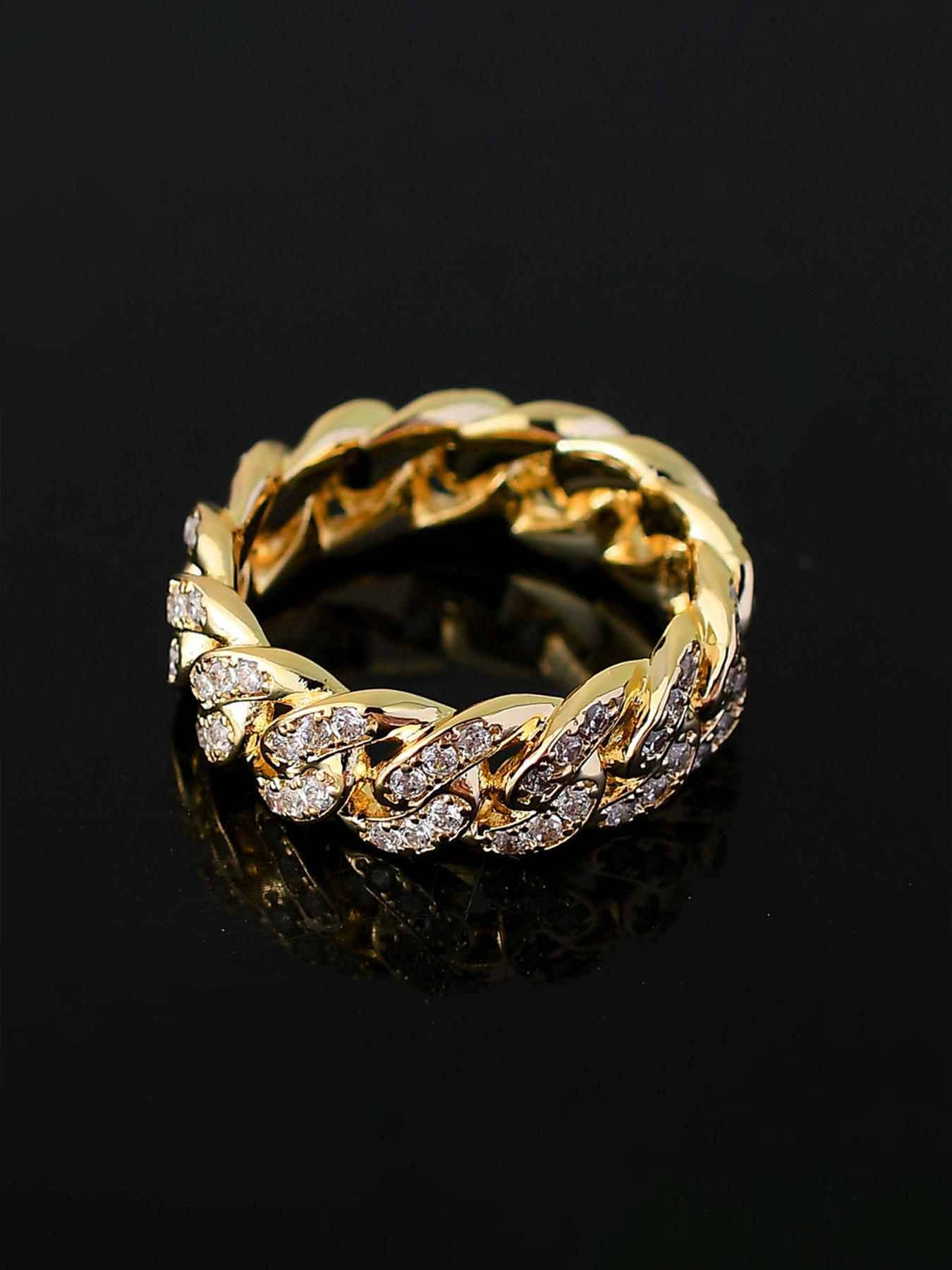 1PC ICED CHICS Double-row Zircon hip-hop ring, Cubic Zirconia Rings, full of zircon to enhance your temperament, street casual style, fashionable and versatile, birthday gift, perfect for gifting.