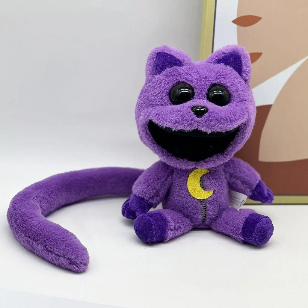 Poppy Playtime Smiling Critter Short Hair Purple Cat Stuffed Doll, 20cm Super Soft Unisex Plush Toy for Kids