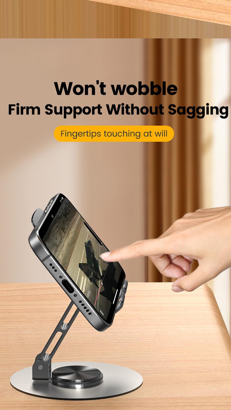 Tablet Stand Phone Holder for Desk/Office, 360 Rotating/Adjustable, Compatible with iPad Pro Air Mini, iPhone, Samsung, E-Reader, Kindle, and All Tablets