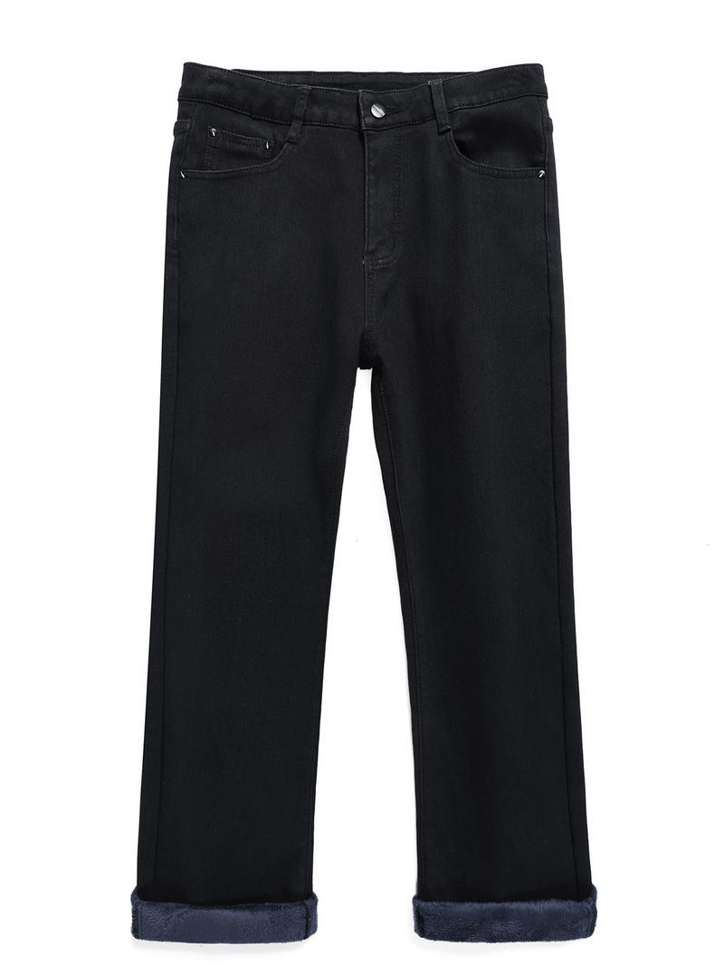 Thickened Fleece-Lined Jeans Fashion Versatile Trendy New Denim Fabric Leg Shaping, Stylish Winter Pants for Women