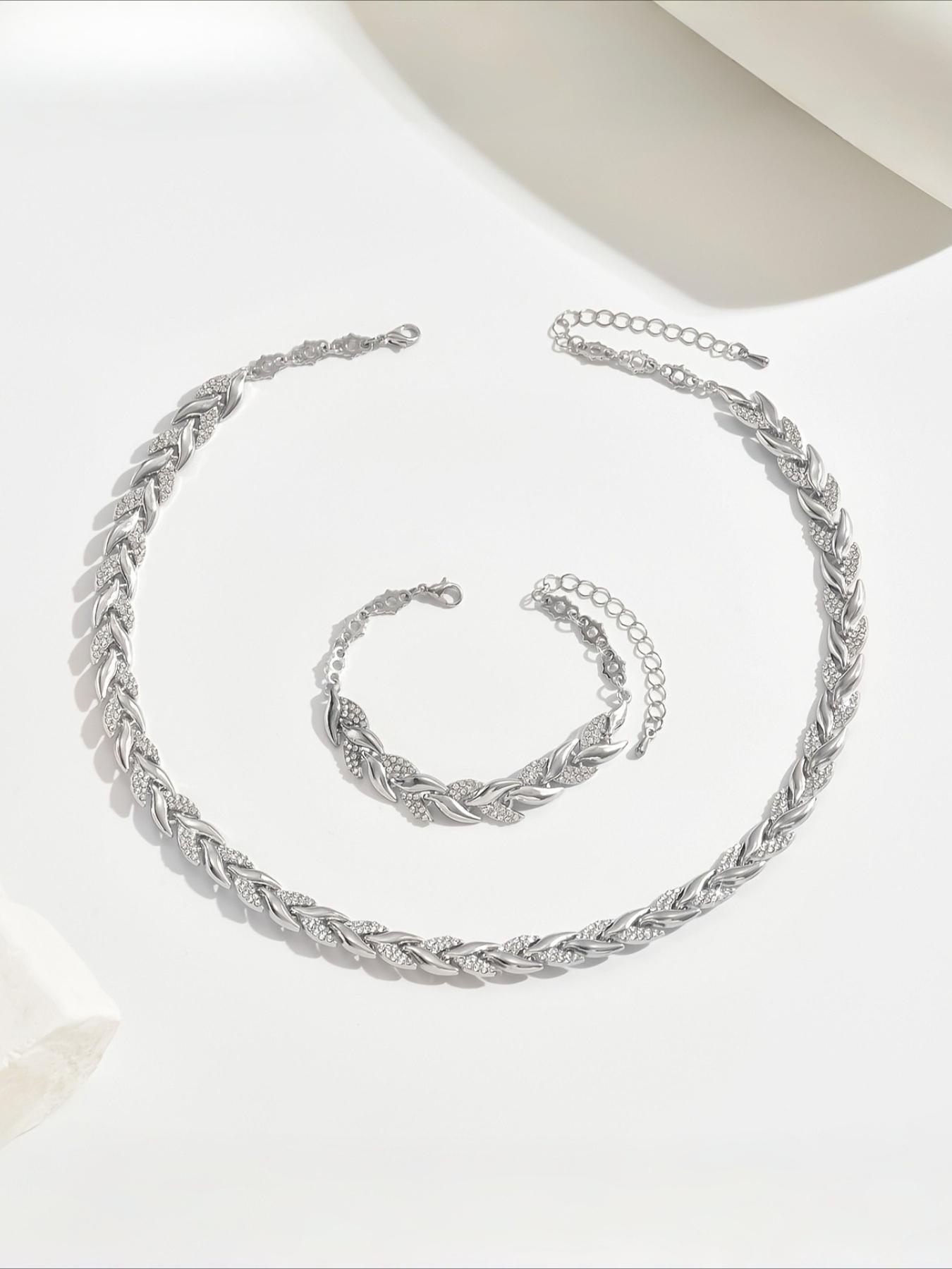 1 Bracelet and 1 Necklace / 1 Bracelet and 1 Pair of Earrings, Light Luxury Elegant Design with Glass Rhinestone Mermaid Fashionable Jewelry Set for Women, Suitable for Autumn and Winter Banquets and Daily Wear