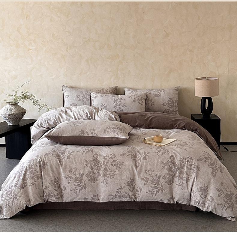 4pcs Vintage Linen Bedding Set, Dual Layer Mesh Bed Sheet and Duvet Cover, All-Season Universal Bedding, Comfy Bedding Sets, Comfortable and Stylish