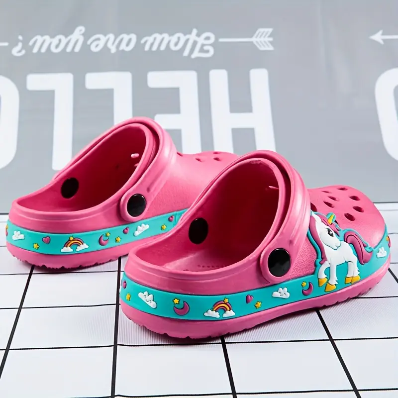 Girls' Cute Soft No-Heel Closed-Toe Printed Ink Splatter Slip-On Slippers - 1 Pair Non-Slip Outdoor Water Footwear for Kids Toddlers, Holiday Gift