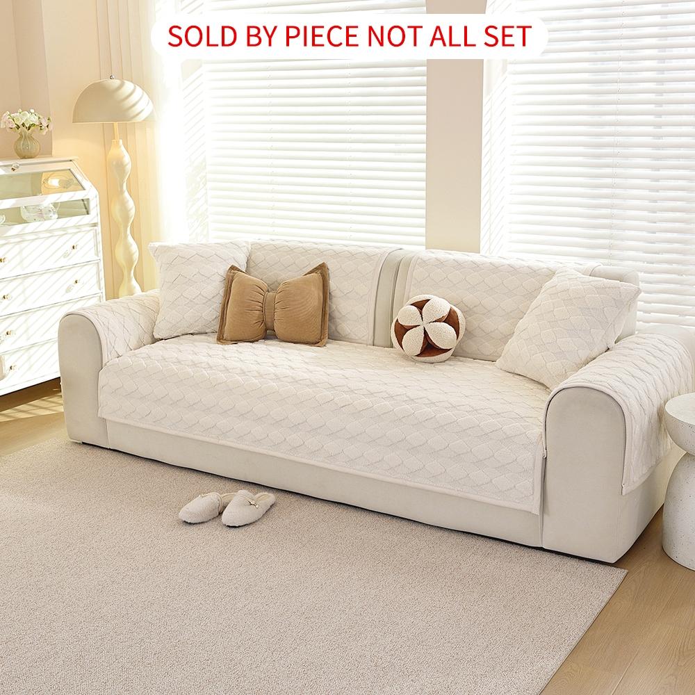 Geometric Velvet Sofa Cushion, Anti-Slip Sofa Cover, Washable Sofa Protector, Soft Sofa Protector, Durable Pet-Friendly Furniture Pad, Decorative Sofa Pillow