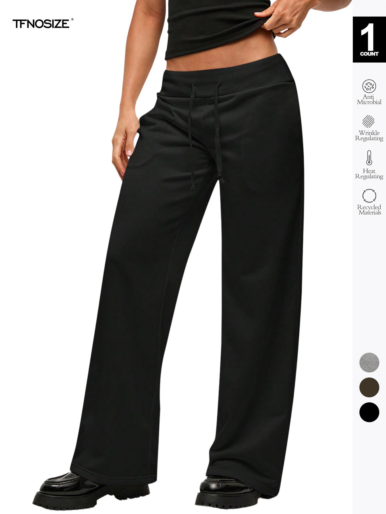 Women Casual Solid Color Loose Fit Low Waist Knitted Sweatpants, Warm Comfort, Cozy Chic, Daily Commute, Stylish & Comfy, Casual Chic Bottoms