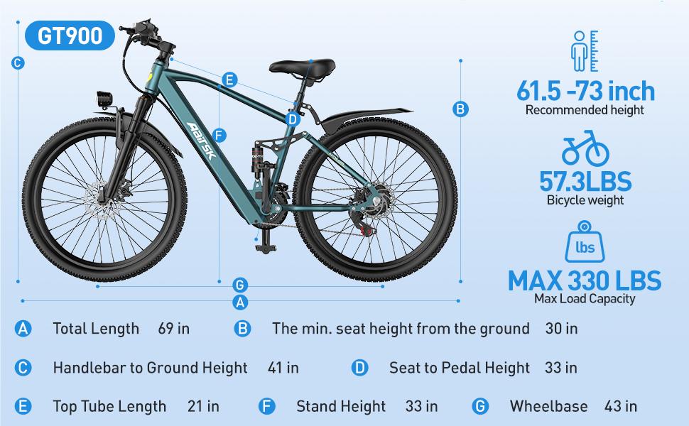 Aairsk Electric Bike 26", 25Mph Speed 13Ah Battery & 580W Motor, 21-Speed & Dual Suspension, Max Range 40 Miles(Pedal-Assist), Electric Mountain Bicycle for Adults, Adjustable Seat Disc Brakes Mtb