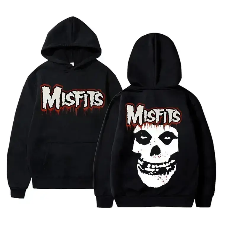 Horror Punk Misfits Skull Rock Print Hoodie  Sweatshirt Men Women Gothic Vintage Long Sleeve Hoodies
