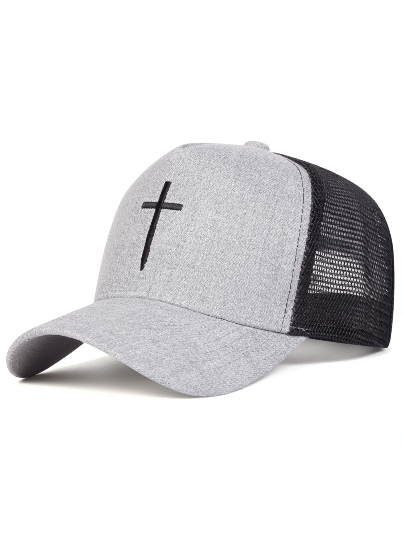 Cross Embroidery Baseball Cap, Casual Outdoor Sports Hat for Men & Women, Adjustable Sun Protection Cap for Daily Wear