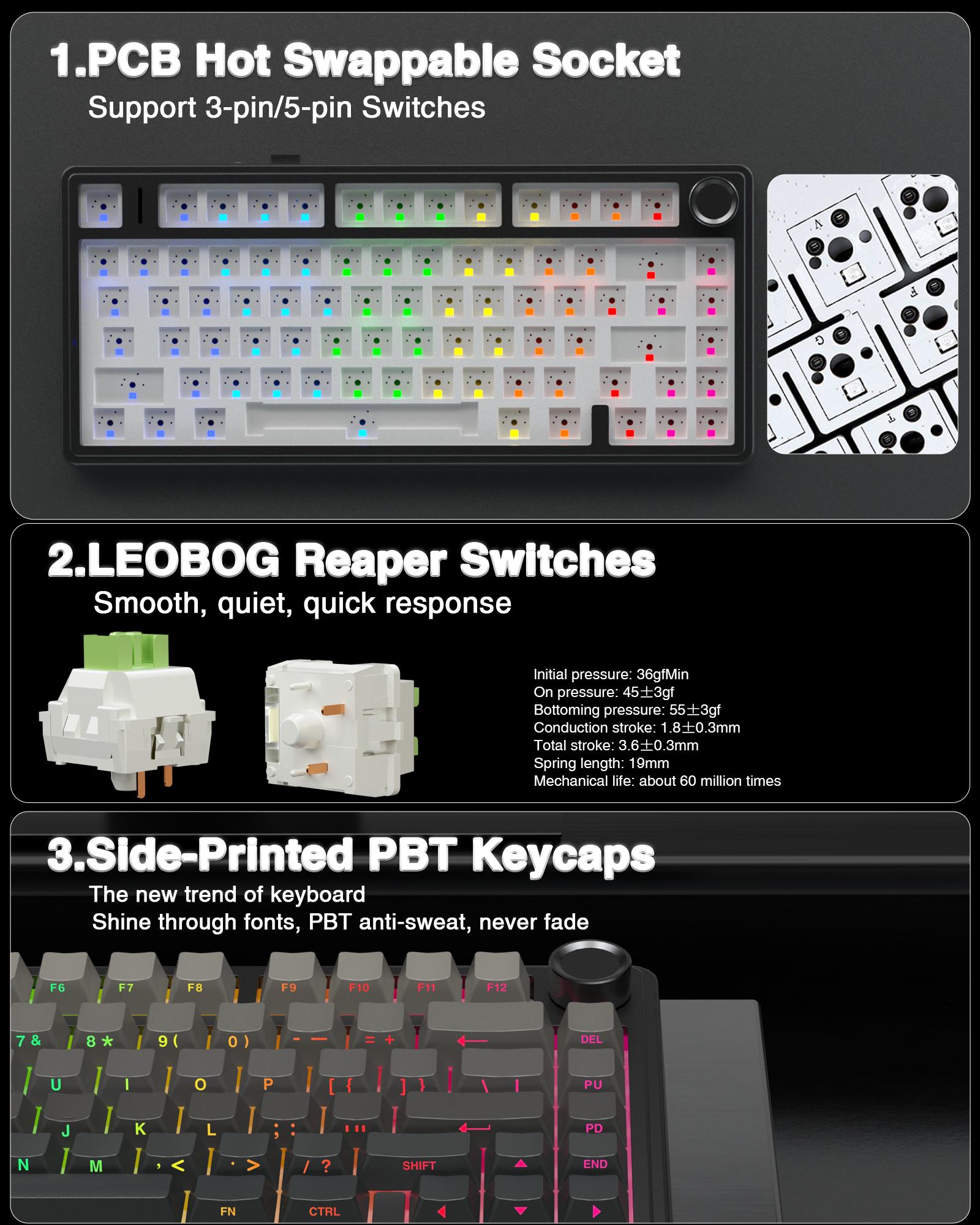 OFFICIAL AULA F75 Pro Wireless Mechanical Gaming Keyboard, 75% Hot-Swappable, USB Charging, RGB Backlight, PBT Side-Printed Keycaps, Multimedia Scroll Wheel, Creamy Keyboards PC accessories TikTokShopfalldealsforyou