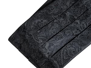Men Silk Paisley Cummerbund and Pre-tied Bowtie Handkerchief Cufflink Set for Tuxedo