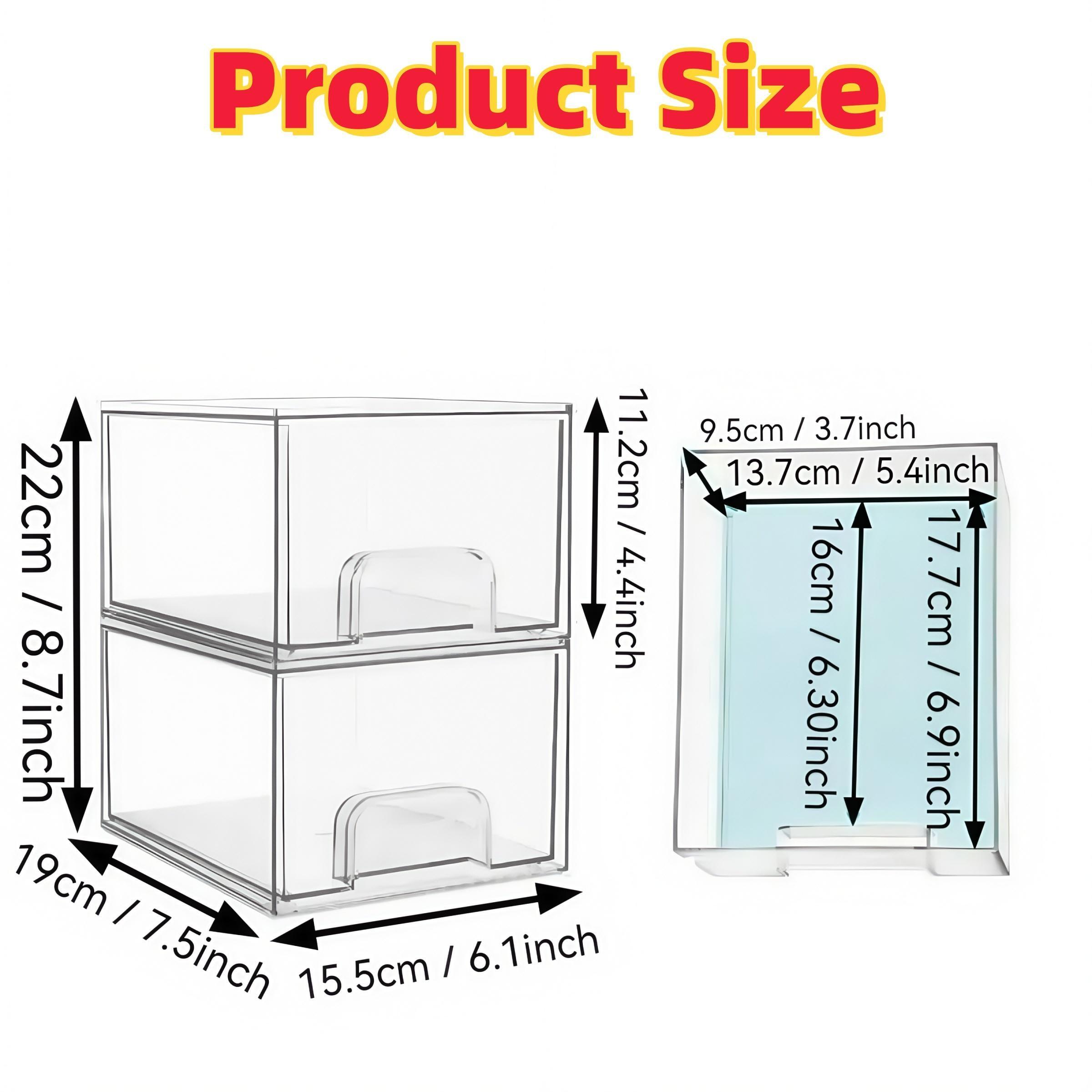Stackable Cosmetic Storage Drawers, Premium Acrylic Makeup Organizer Box, Stackable Design, Organized Storage, Storage Solution, Nail Polish Storage, Compact Footprint, for Vanity, Bathroom, Sink Under, Kitchen Cabinet, Multi-Functional