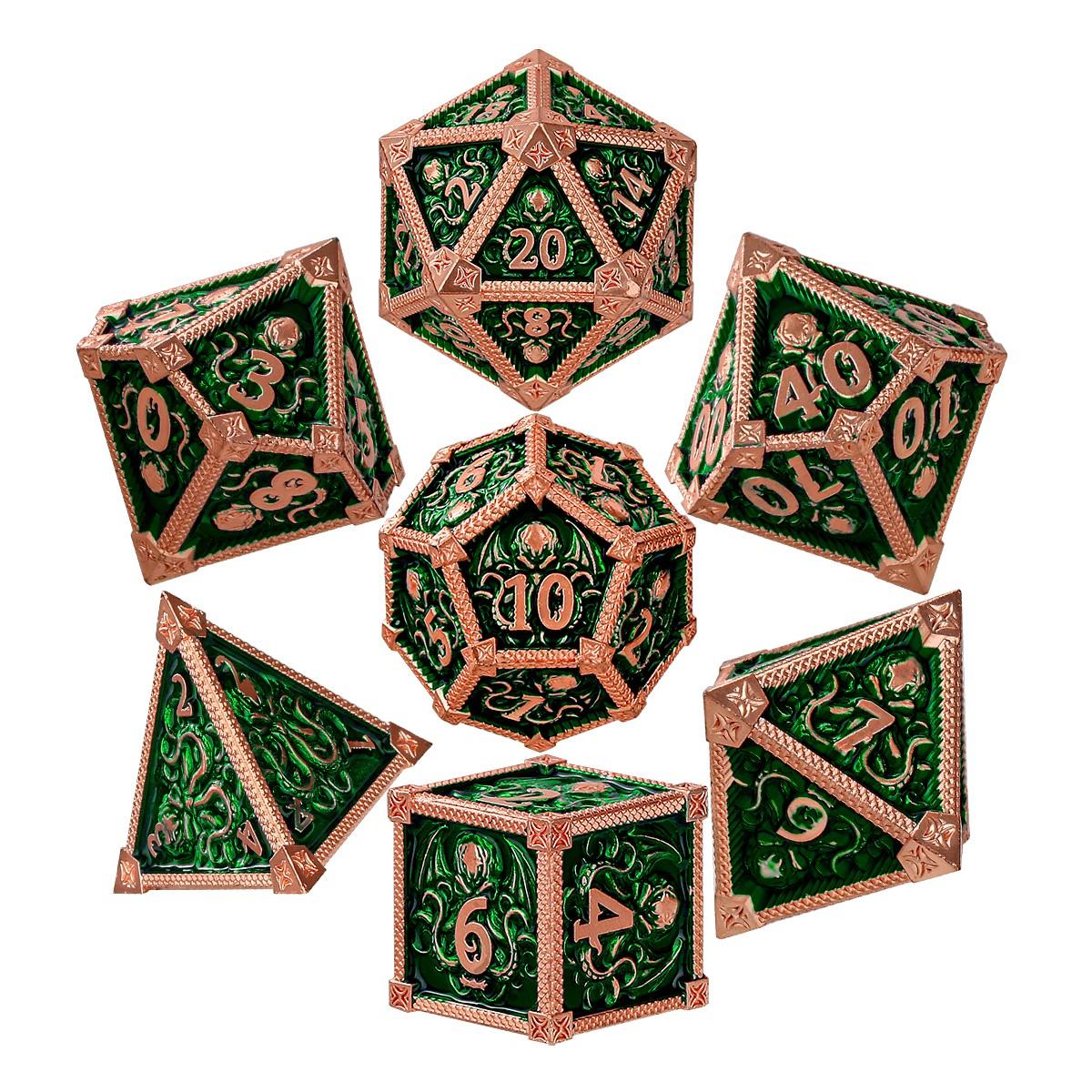 Metal Dice Set, Octopus Pattern, 7 Multi-Face Metal Dnd Dice Set, Dnd Starter Kit, Role-Playing Table Game Accessories