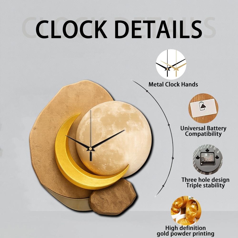 Creative Irregular Cut Clock, Silent Wall Clock, Softwood Surface Moon Phase Design, Battery Operated, Home Decor Gift Choice