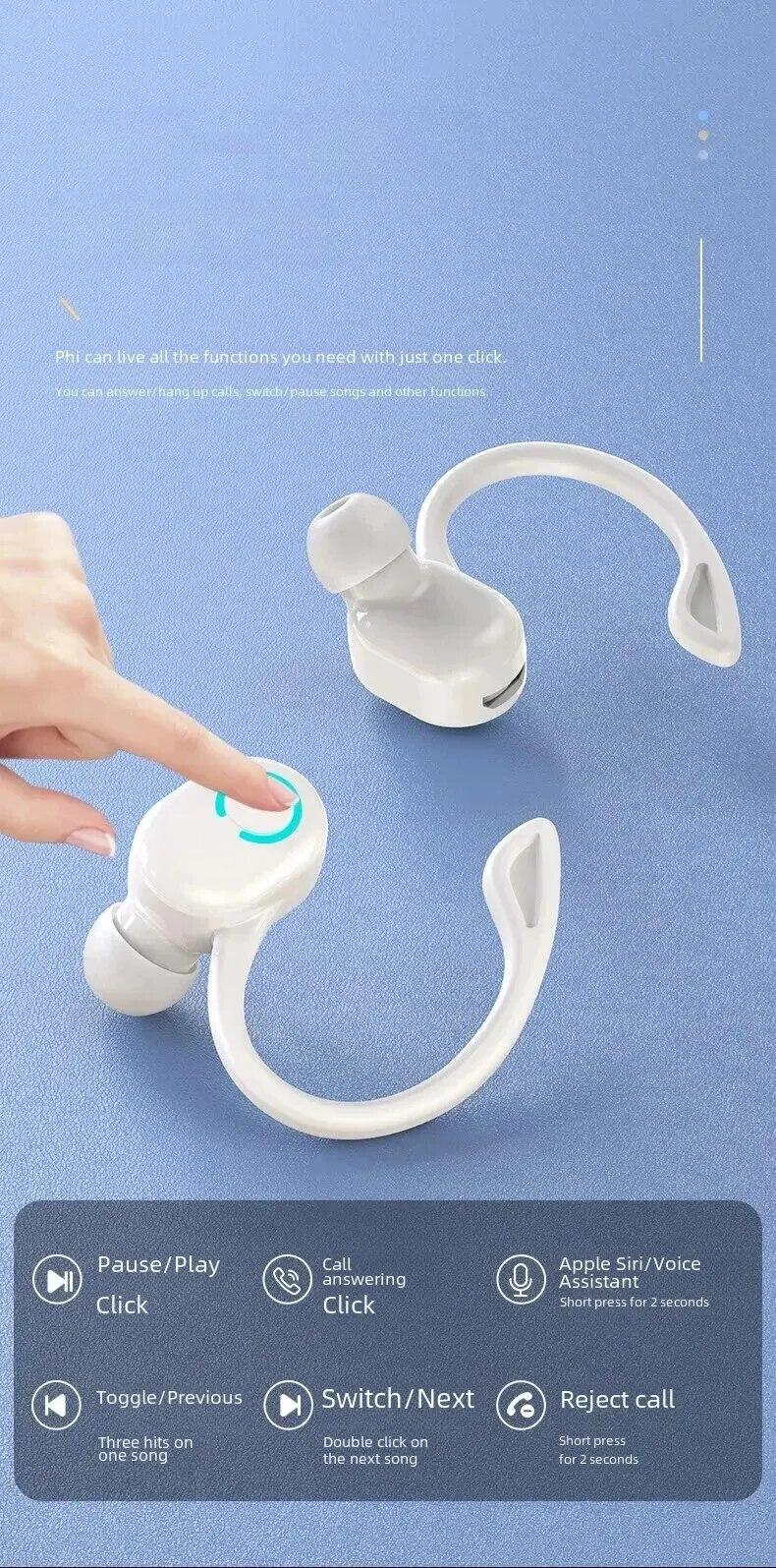 premium audio headset volume Bluetooth 5.2 Wireless Headset Single Ear-Hook Earplugs Ultra Long Battery Life Business Earphone Mobile Phone Headphone Earbuds adjustable