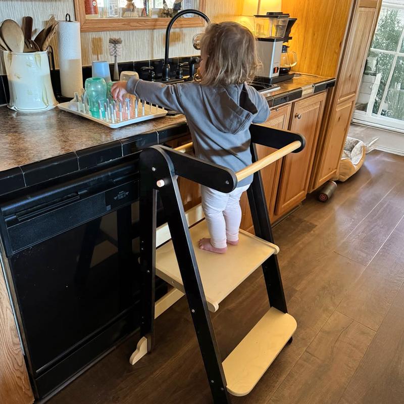 HARPPA Nordi | Foldable Toddler Tower – Compact Montessori-Inspired Standing Tower for Ages 2–6, Wooden Convertible Tower for Kitchen, Bathroom & More