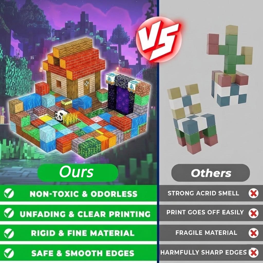 Magnetic Blocks-500pcs Set | STEM Montessori Sensory Magnetic Building Blocks in Random Assorted Styles | Large Magnetic Tiles, Magnet Cubes for 3D Spatial Thinking | Creative Construction Christmas Birthday Gift for Kids 3-8