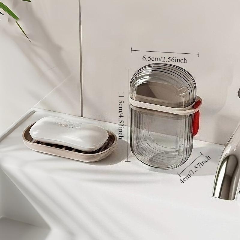 2pcs Portable Soap Dispenser with Lid, Compact Oval Design, Transparent Cover, Waterproof, Durable Pet Material, Ideal for Camping, Gym, Bathroom, Kitchen