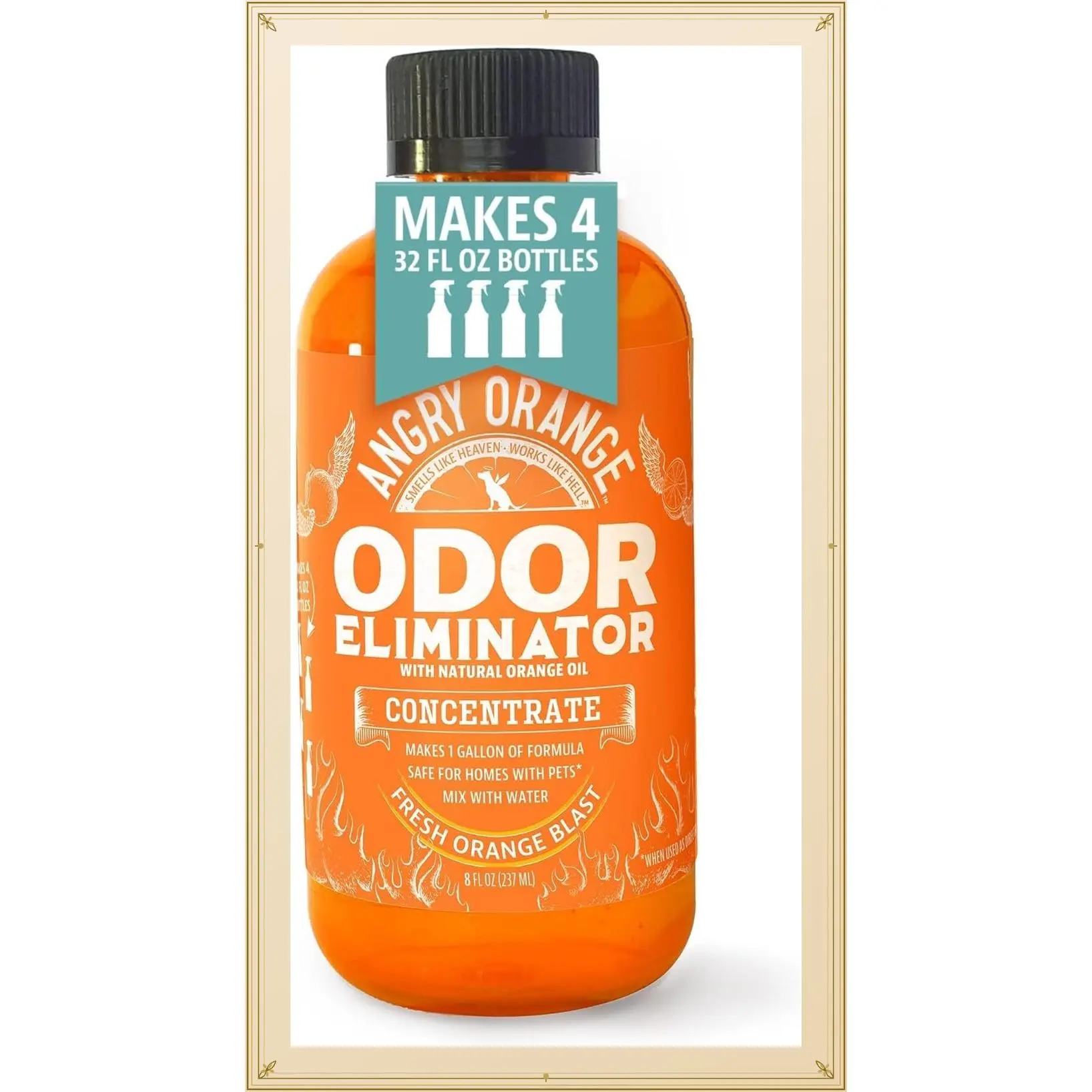 Pet Odor Eliminator 8 oz. bottle- Industrial Strength Pet Odor Remover - Makes (4) 32oz. Bottles - 1 Gallon - Neutralizes and Sanitizes Tough Pet Odors FastGift