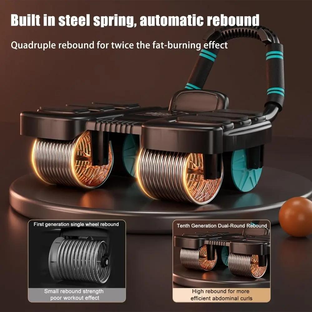 New Automatic Rebound Ab Roller Wheel with Elbow Support and Four-Wheel Design, Home Gym Core Exercise Equipment, Portable Fitness Rollers