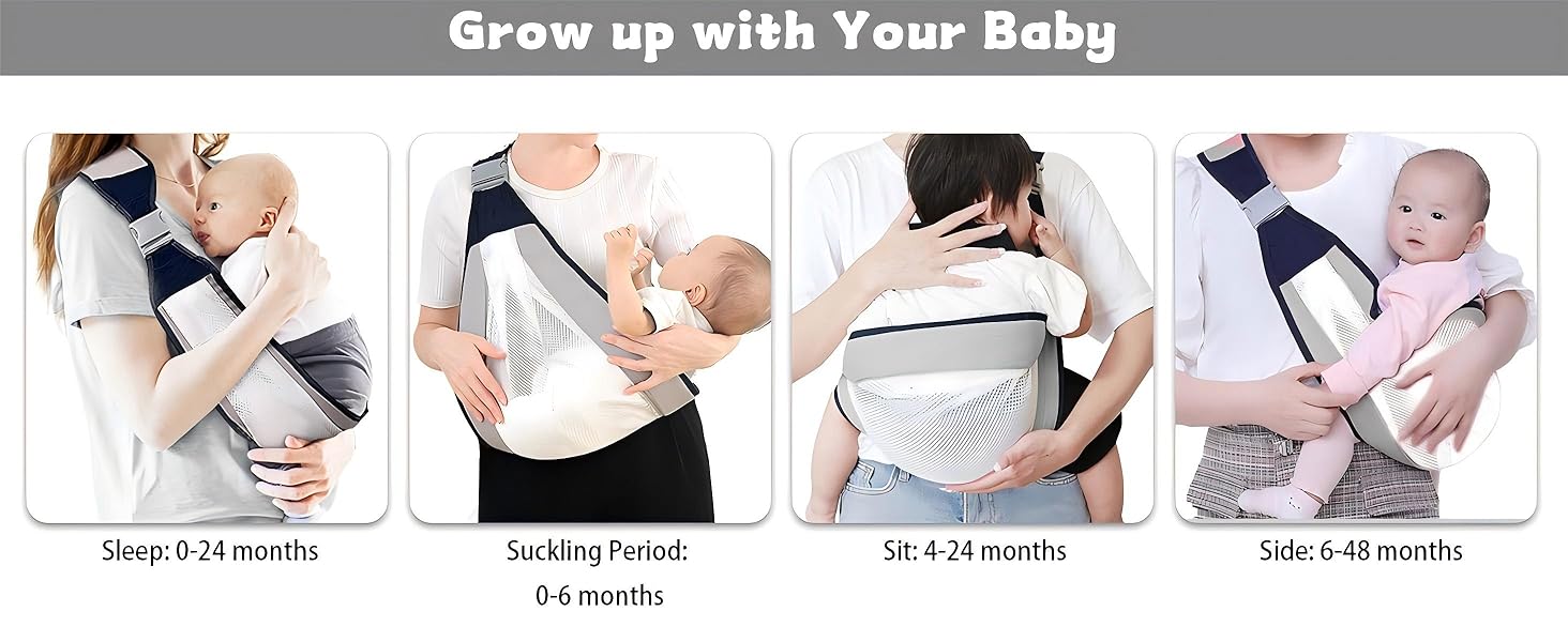 Baby Sling Carrier, Adjustable Half Wrapped Sling Hip Carrier - Lightweight Breathable Mesh Fabric for Newborn to Toddler Up to 45 lb
