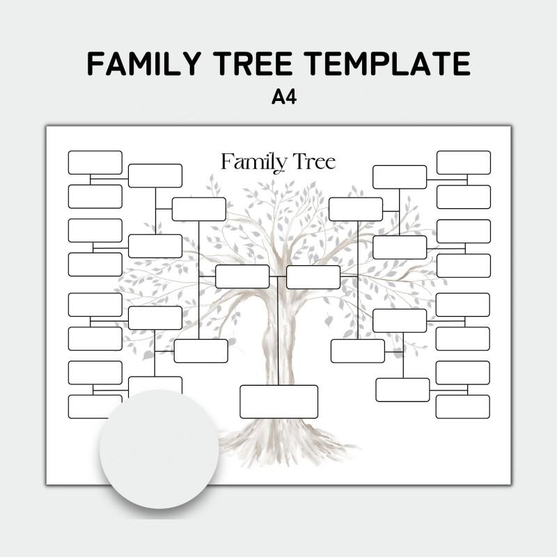 5 Sheets Watercolor Tree Design Family Tree Chart, Genealogy Record Template, Multi-Generation Family History Research, Memorial Gift Decorative Art