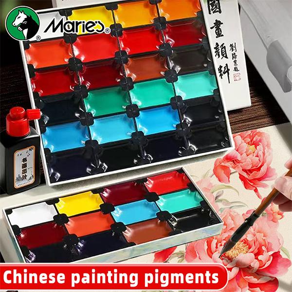 Chinese Painting Set, Professional Solid Gouache Pigment Kit for Artists, Beginners, Students, Portable Art Supplies for Landscape, Figure Painting, Perfect Gift for Drawing Lovers